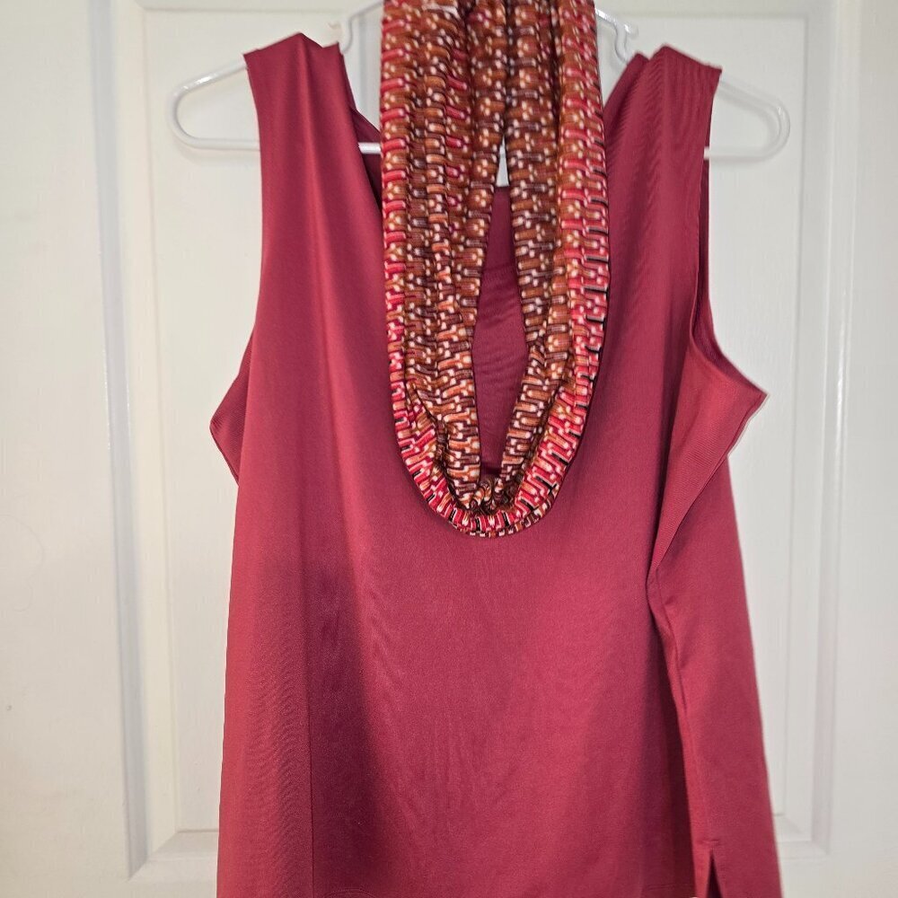Pink Blouse with Scarf XL Sleeveless